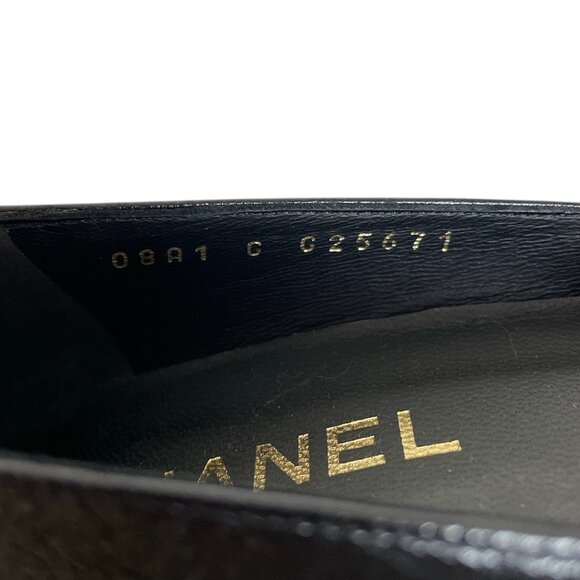 CHANEL Classic CC Logo Cap Toe Bow Elastic Pumps Heels \\ 37.5 - Picture 10 of 12
